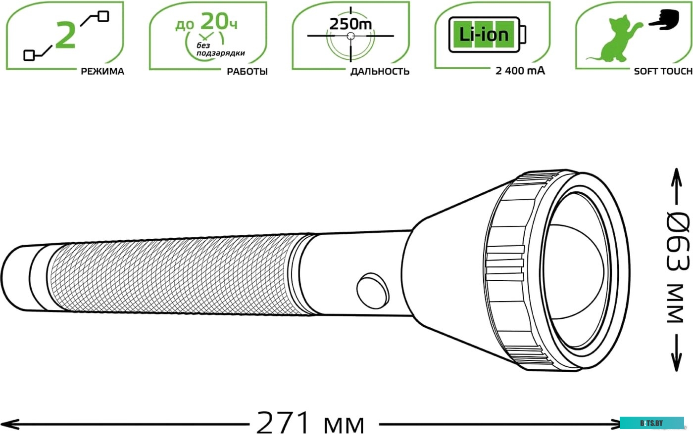 GF201 Фонарь ручной Gauss GFL201 черный 5.5Вт лам.:светодиод. (GF201)