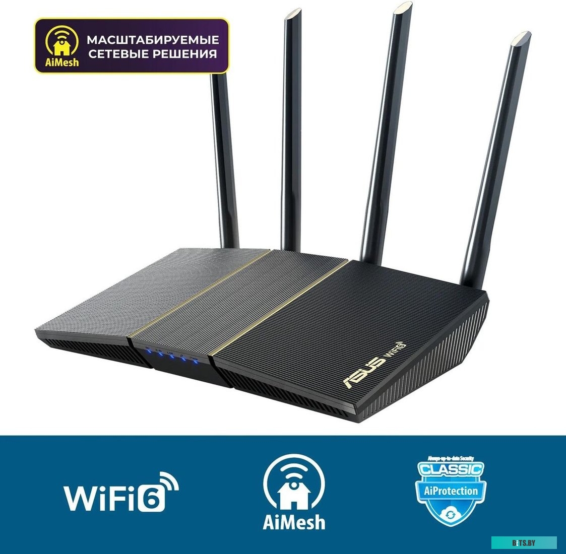Роутер беспроводной ASUS RT-AX57 AX3000 10/100/1000BASE-TX черный