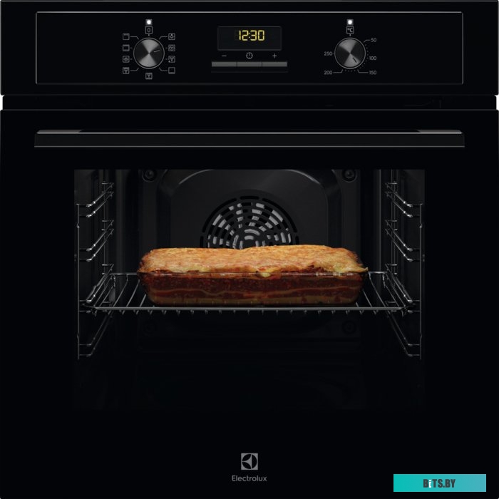 EOF3H50BK Встраиваемый духовой шкаф/ 60 см, 65 л, 8 режимов, 59.4x59.5x56.9 см, очистка паром,черный цвет,1-уровневые телескопические направляющие.