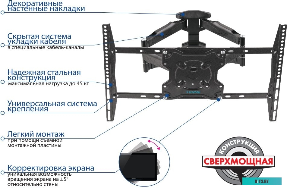 Кронштейн для телевизора Kromax ATLANTIS-46 (серый)