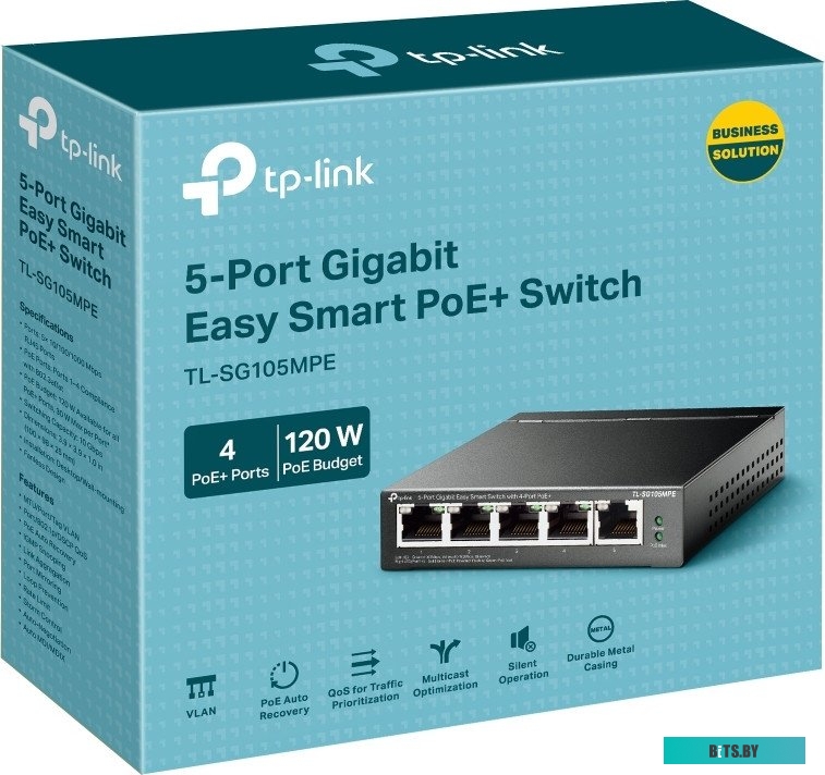 TL-SG105MPE Коммутатор/ 5-Port Gigabit Easy Smart Switch with 4-Port PoE+