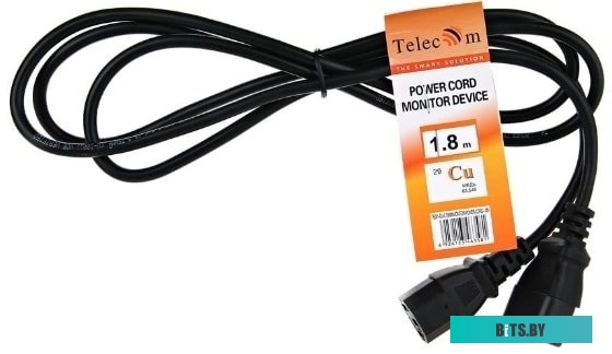 TE001-CU0.75-1.8M Кабель/ Кабель UPS - устройство 220V (IEC-320-C13/C14) <VDE>3G0,75mm2, 1,8m,медь,Telecom <TE001-CU0.75-1.8M>