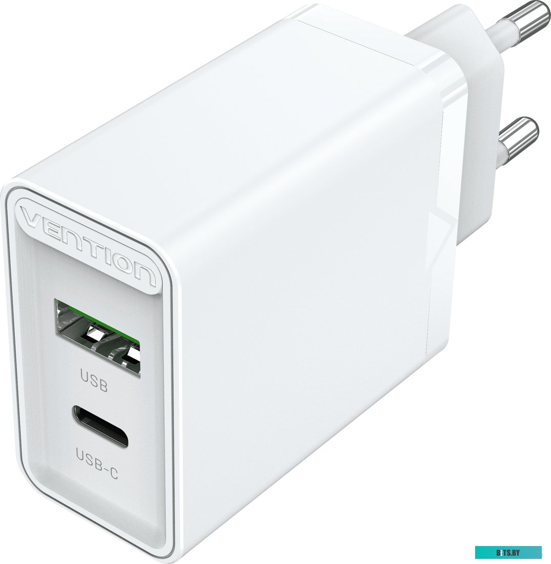 Зарядное устройство Vention FBAW0-EU на 2 порта USB (A+A) QC 3.0 Белый