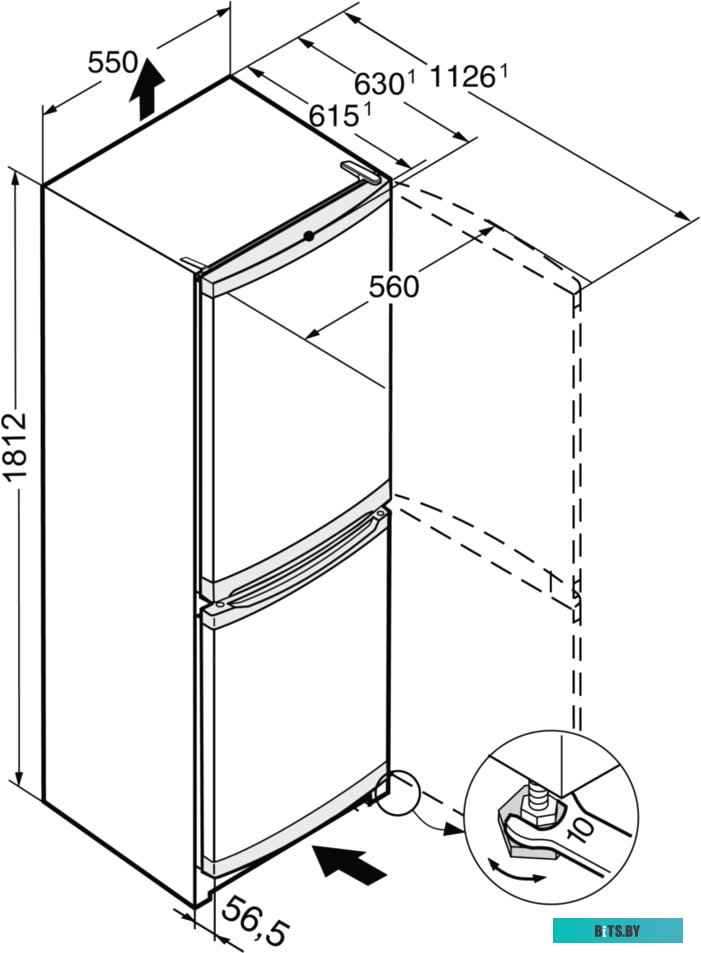 CUele 3331-26 001 Холодильники Liebherr/ 181.2x55x63, 212/84 л, нижняя морозильная камера, серебристый