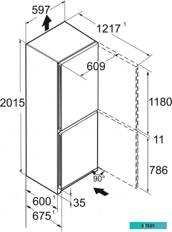 CBNc 5223-22 001 Холодильники LIEBHERR/ Plus, BioFresh 1 контейнер, МК NoFrost, 3 контейнера МК, в. 185,5 см, ш. 60 см, класс ЭЭ A++, внутренние ручки