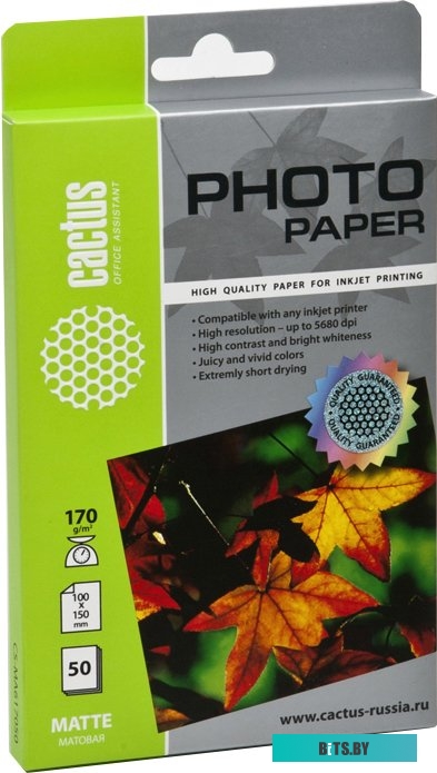 Фотобумага CACTUS Матовая 10х15 170 г/кв.м. 50 листов(CS-MA617050)