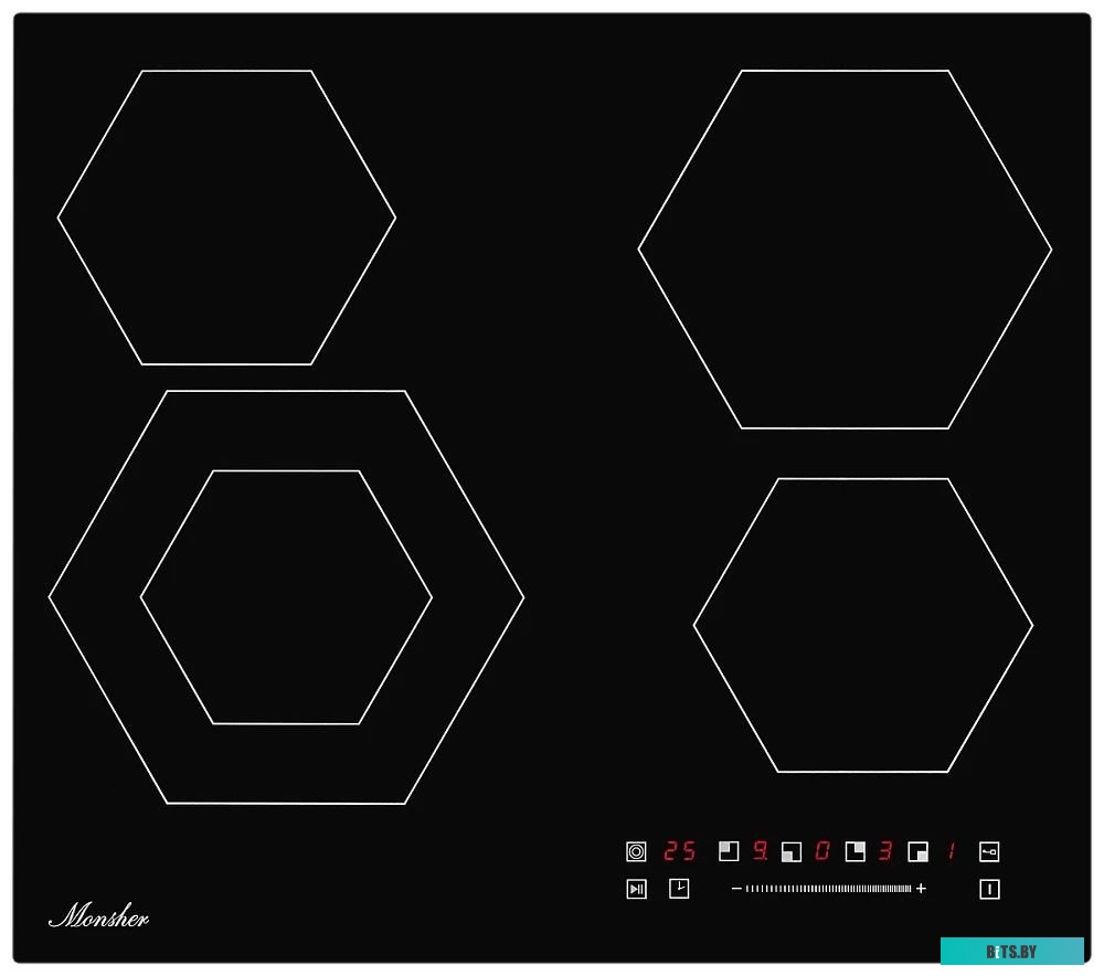 MHE 6013 Варочная поверхность MONSHER/ Варочная поверхность MONSHER, электрическая, Hi-Light, 9 уровней мощности, бустер, автоматическое отключение, т