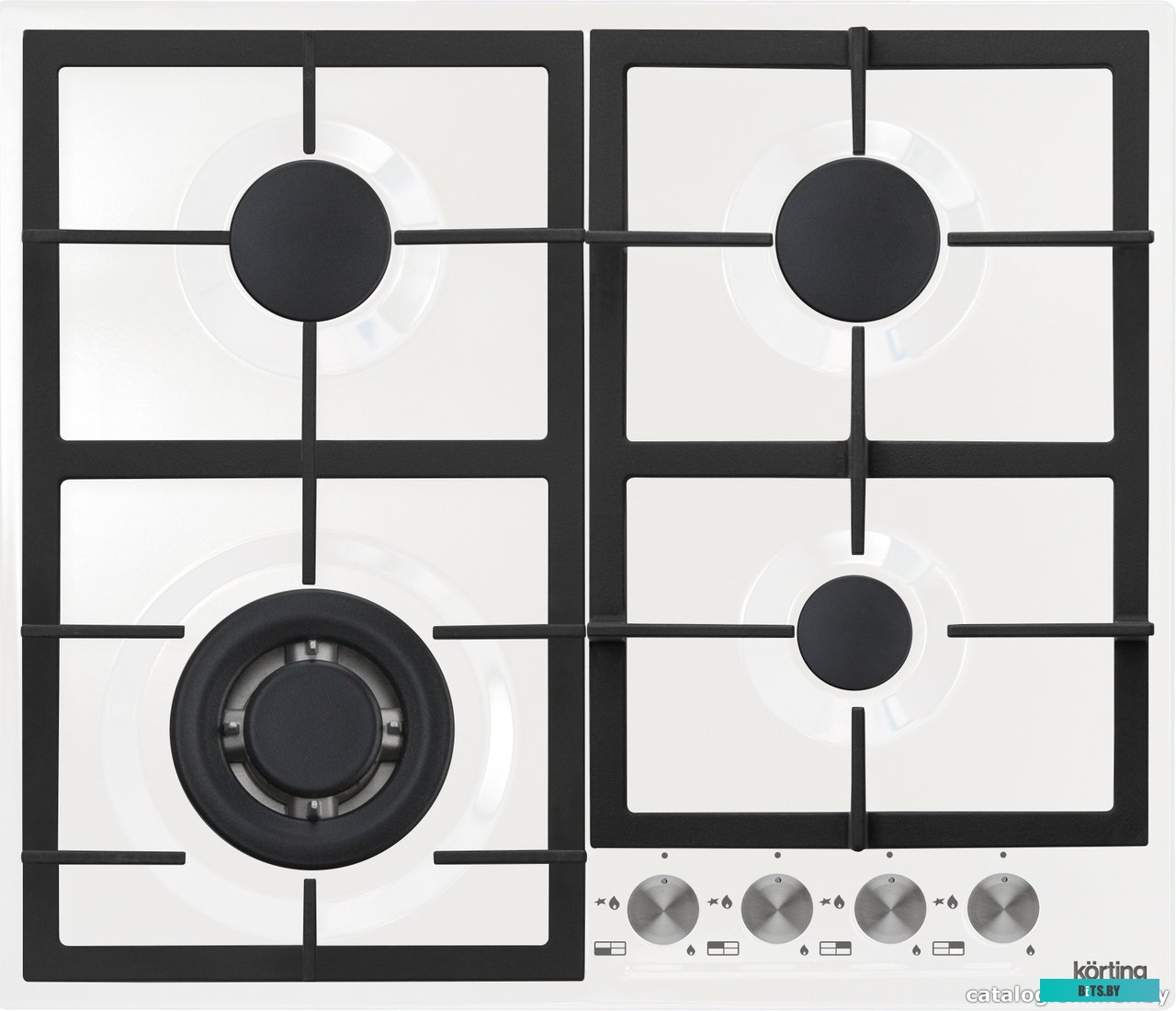 HG 665 CTW Встраиваемая варочная панель/ Газ,  Crystal, 60x51 см, газовая, независимая, электроподжиг, газ-контроль, чугунные решетки, в комплекте - п