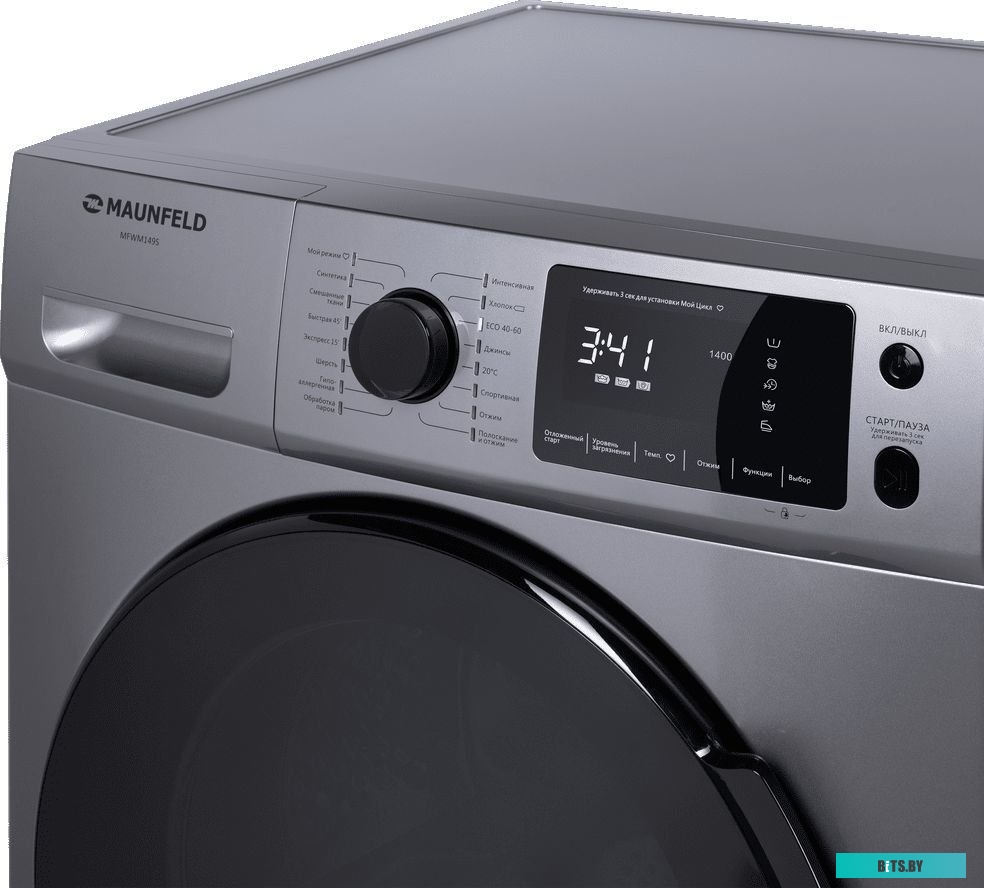 КА-00019002 Стиральная машина MAUNFELD MFWM149S, с фронтальной загрузкой, с паром, 9кг, 1400об/мин, инверторная