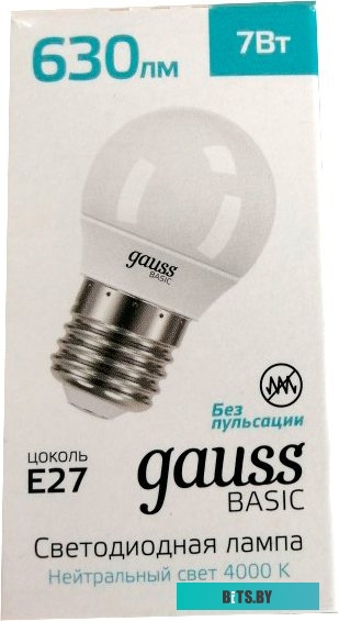 10502232 Лампа светодиодная Gauss Basic 13Вт цок.:E27 шар св.свеч.бел.нейт. (10502232)
