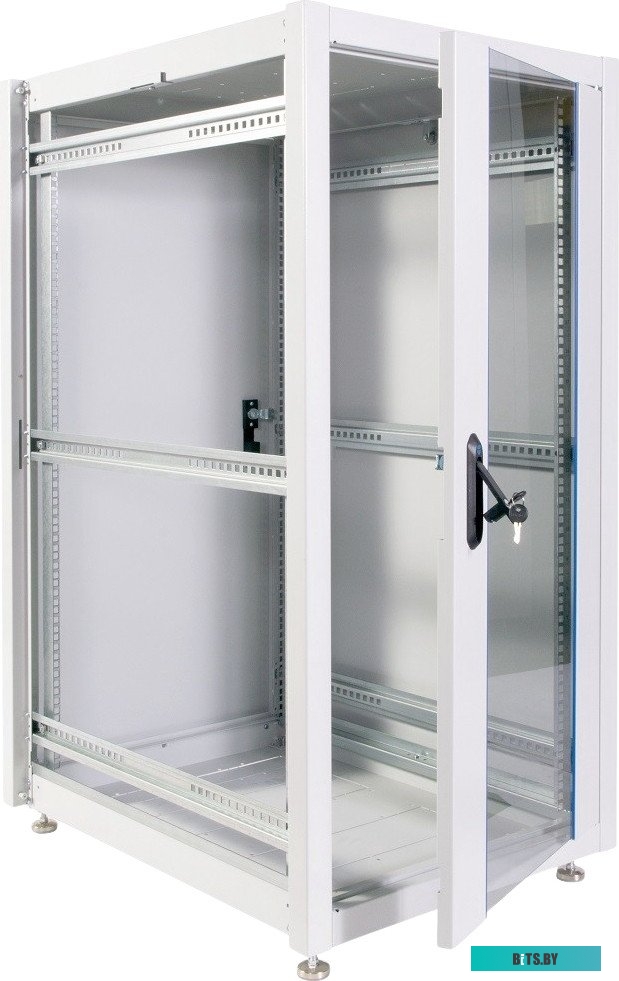 Шкаф телекоммуникационный напольный ЦМО ЭКОНОМ 42U 600×600, пер.дв.стекл, задн.дв.метал, серый <ШТК-Э-42.6.6-13АА>