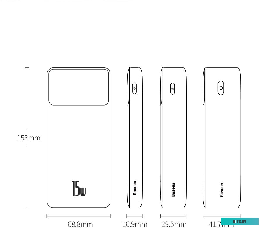 PPDML-K02 Bipow Digital Display Power bank 30000mAh 15WWhite Внешний аккумулятор Baseus PPDML-K02 Bipow Digital Display Power bank 30000mAh 15WWhite
