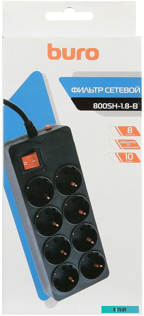 Сетевой фильтр (удлинитель) Buro 800SH-1.8-B