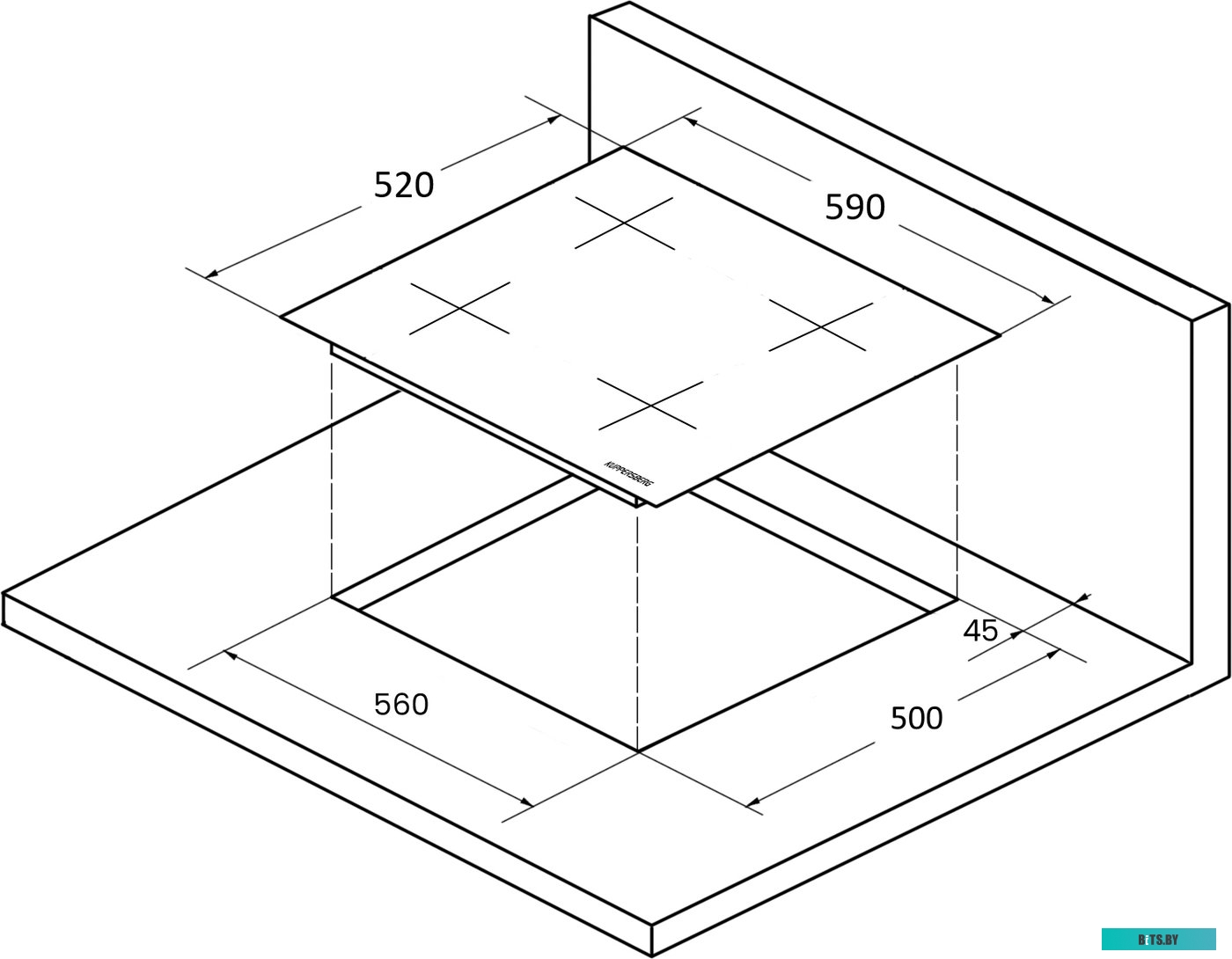 ICS 604 W Встраиваемые индукционные панели Kuppersberg/ Индукционная,  Индукционная варочная поверхность стеклокерамическая,ширина 60 см, 2 зоны 1,5 к