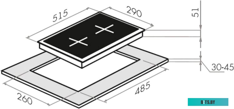 КА-00013521 Газовая варочная панель MAUNFELD EGHG.32.6CB/G,  независимая,  черный