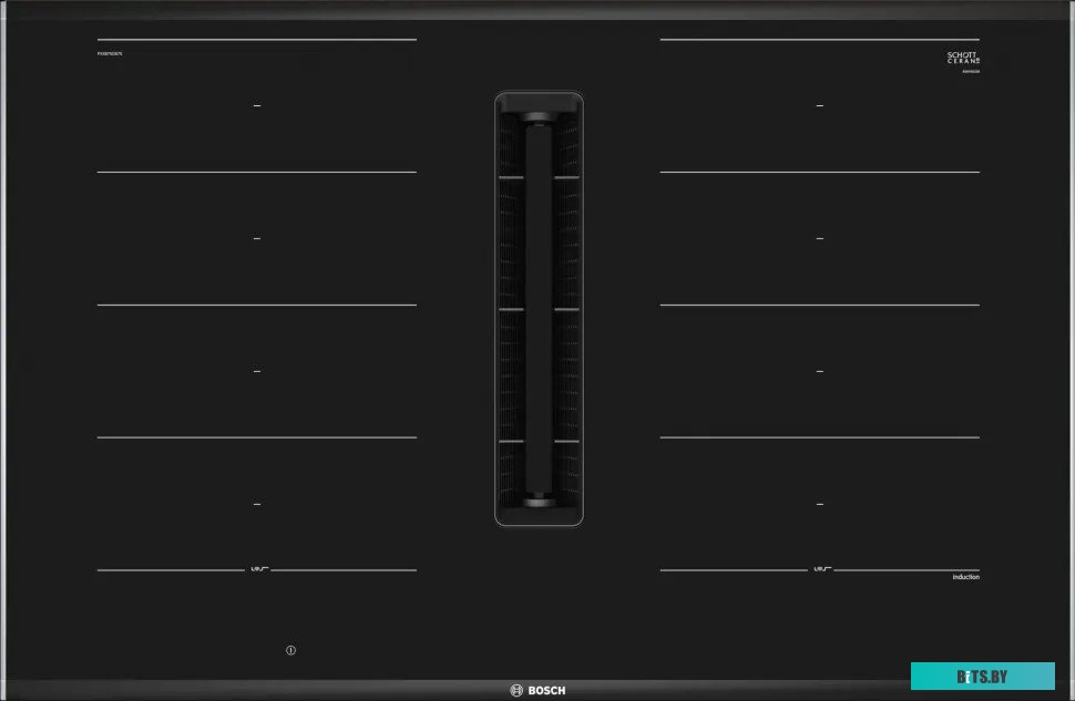 PXX875D57E Serie 8, индукционная варочная поверхность с вытяжкой, черная, ширина 80см, 4 зоны нагрева, которые можно обьединить в две зоны FlexInducti