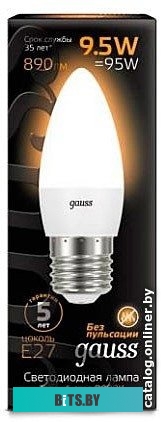 103102110 Упаковка ламп LED GAUSS E27,  свеча, 9.5Вт, 10 шт. [103102110]