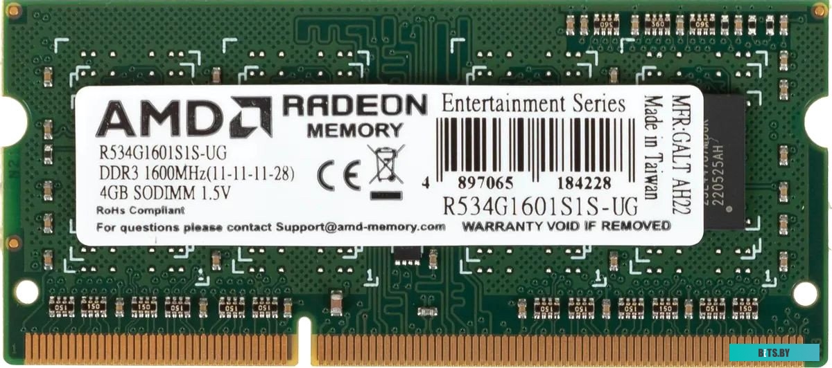 Модуль памяти AMD 4GB DDR3 SO-DIMM PC3-12800 [R534G1601S1S-UGO]