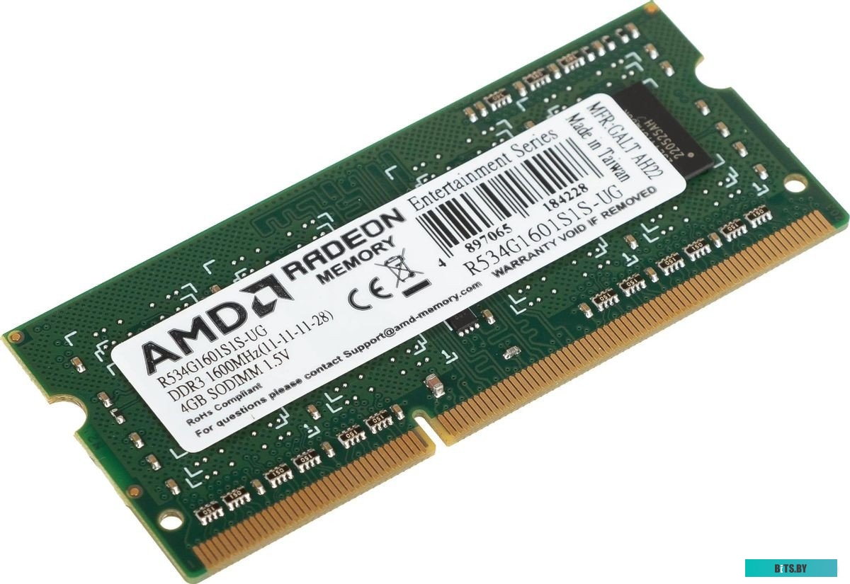 Модуль памяти AMD 4GB DDR3 SO-DIMM PC3-12800 [R534G1601S1S-UGO]