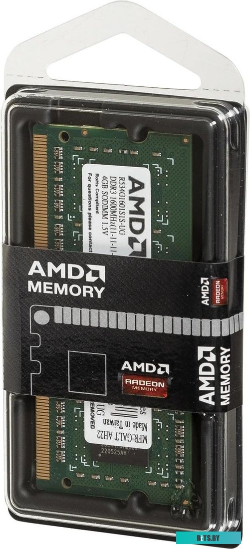 Модуль памяти AMD 4GB DDR3 SO-DIMM PC3-12800 [R534G1601S1S-UGO]