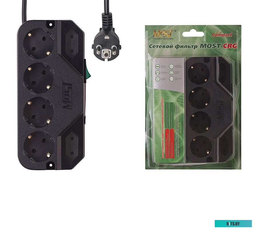 Сетевой фильтр (удлинитель) Most CRG 2 м (черный)