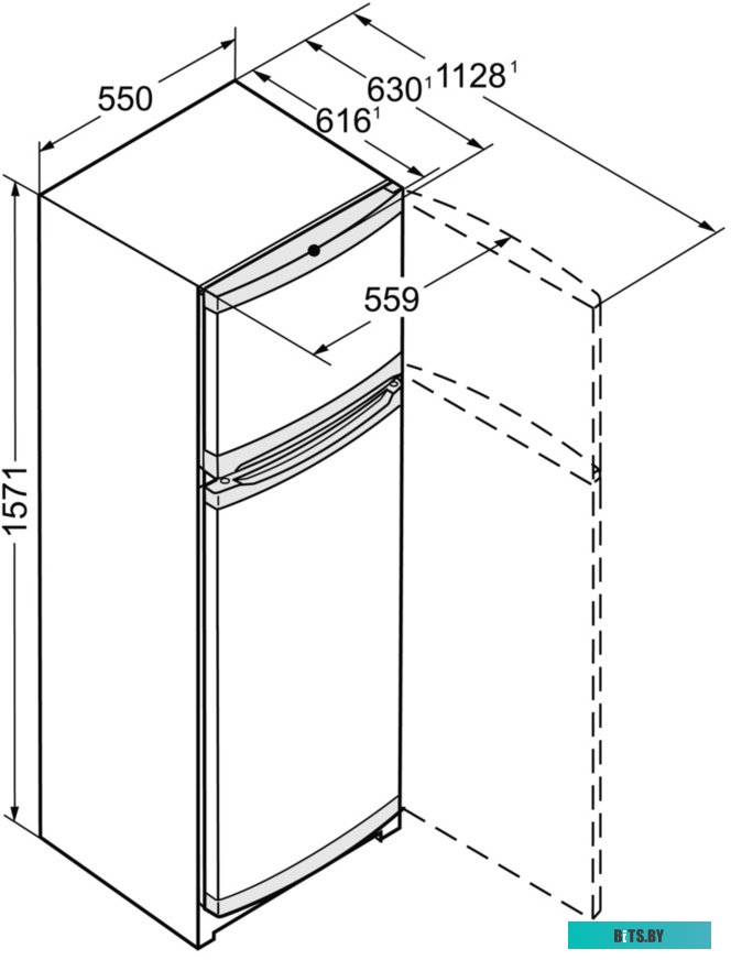 CTe 2931-26 001 Холодильник LIEBHERR/ 157.1x55x63, 218/52 л, ручная разморозка, верхняя морозильная камера, белый