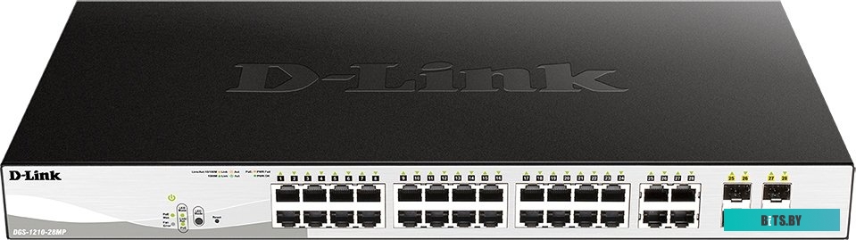 DGS-1210-28MP/F Коммутатор D-Link DGS-1210-28MP DGS-1210-28MP/F 24x1Гбит/с 4xКомбо(1000BASE-T/SFP) 24PoE+ 370W настраиваемый