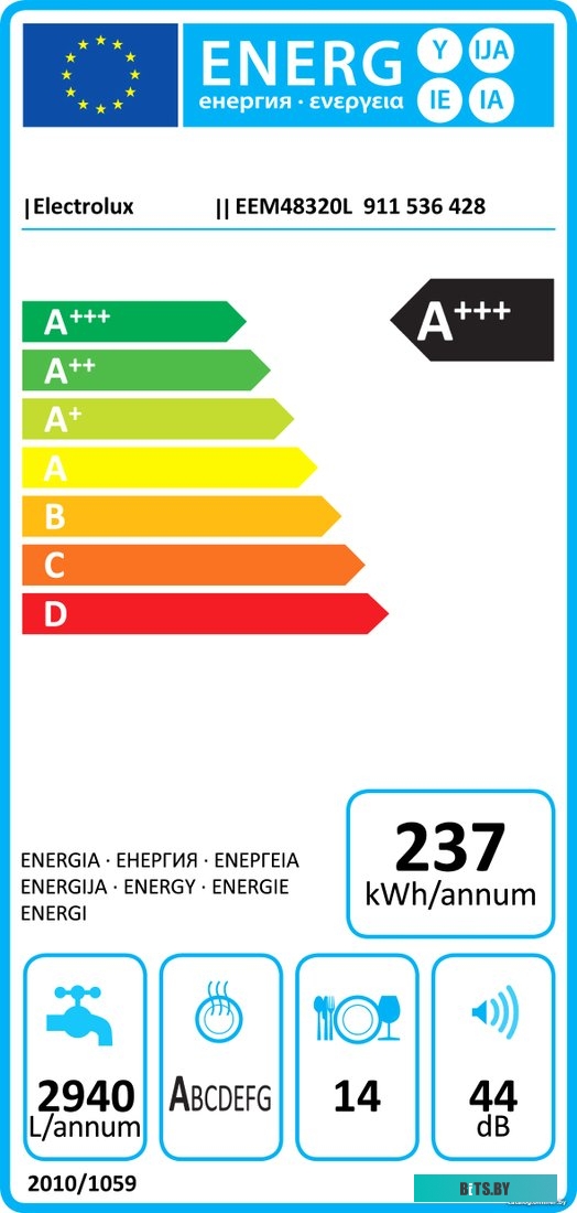 EEM48320L Посудомоечная машина встраив. Electrolux EEM48320L 1950Вт полноразмерная