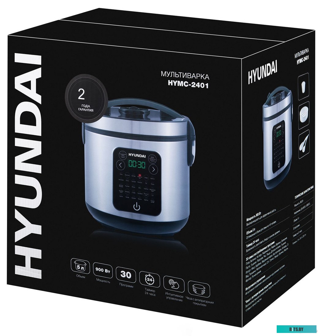 HYMC-2401 Мультиварка Hyundai HYMC-2401,  900Вт,   серебристый/черный