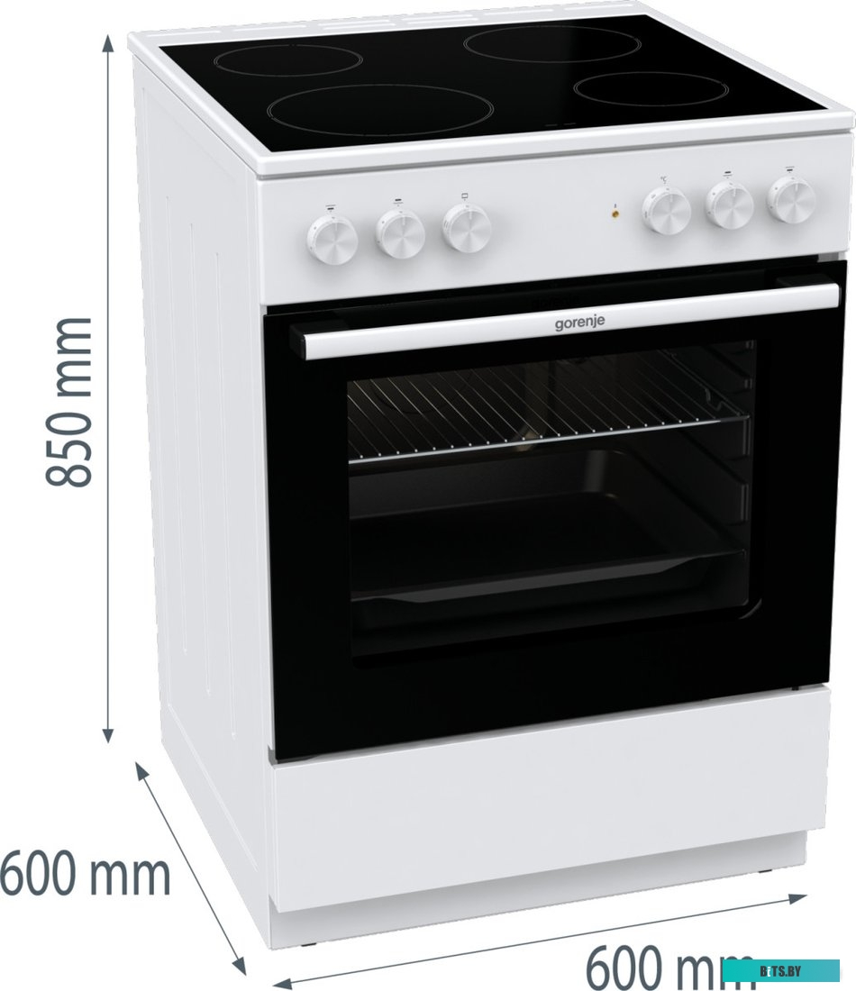 GEC6A11WG Электрическая плита Gorenje GEC6A11WG,  стеклокерамика,  без крышки,  белый