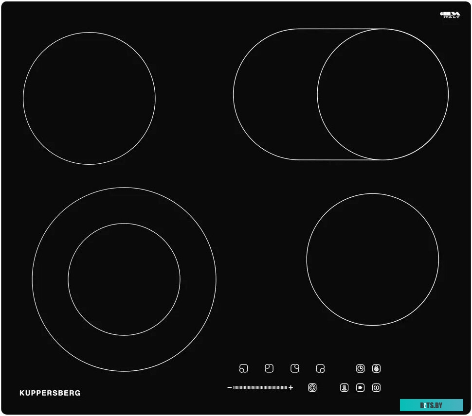 ECS 627 Встраиваемая варочная панель Kuppersberg/ 60 см, электрическая, 4 конфорки, черный цвет