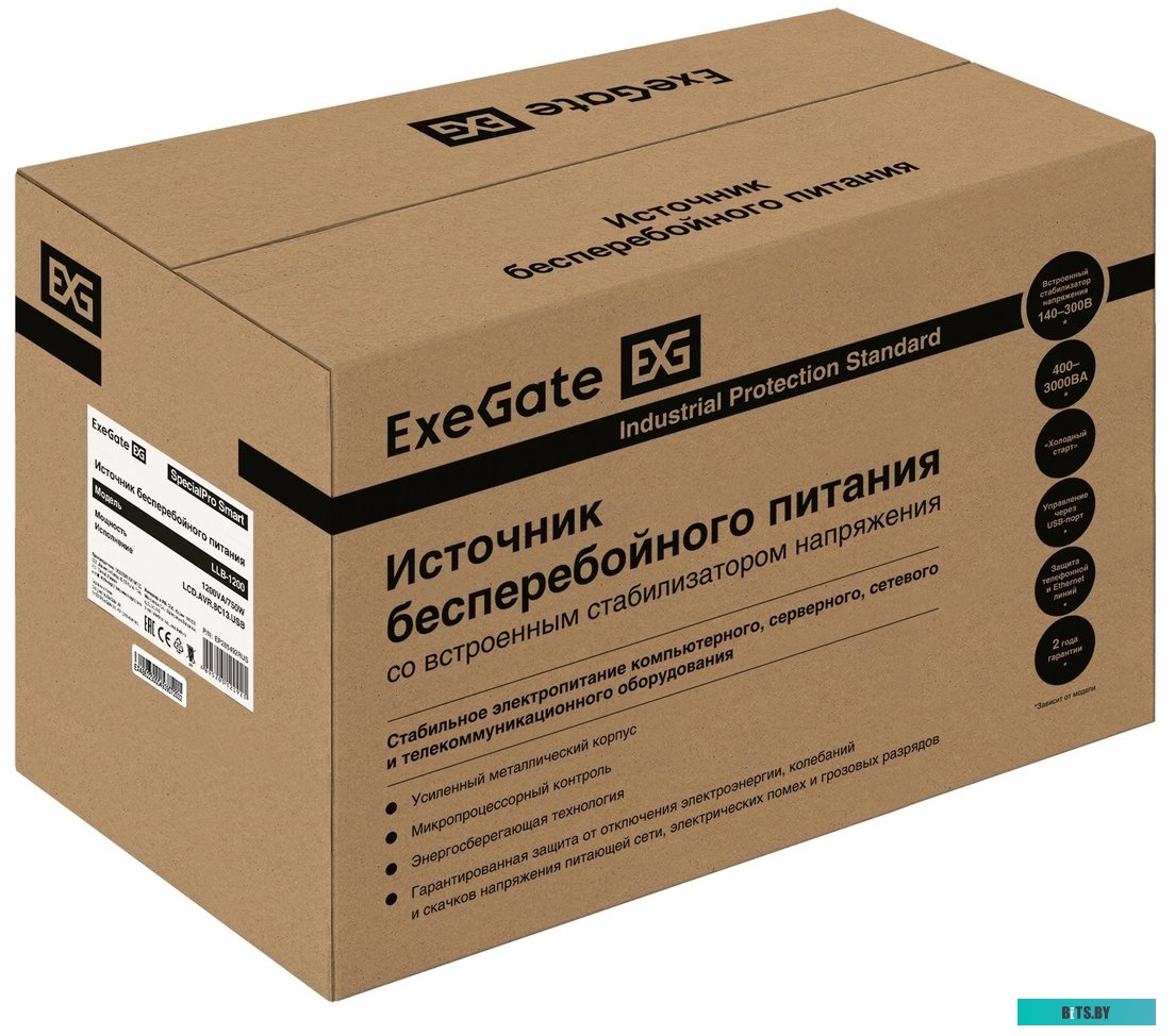 Источник бесперебойного питания (ИБП) ExeGate SpecialPro Smart LLB-1200.LCD.AVR.C13.RJ.USB <EP285492RUS>