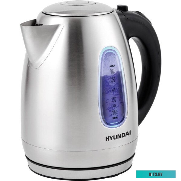 HYK-S2402 Чайник электрический Hyundai HYK-S2402 1.7л. 2200Вт серебристый матовый/черный (корпус: нержавеющая сталь)