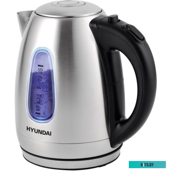 HYK-S2402 Чайник электрический Hyundai HYK-S2402 1.7л. 2200Вт серебристый матовый/черный (корпус: нержавеющая сталь)