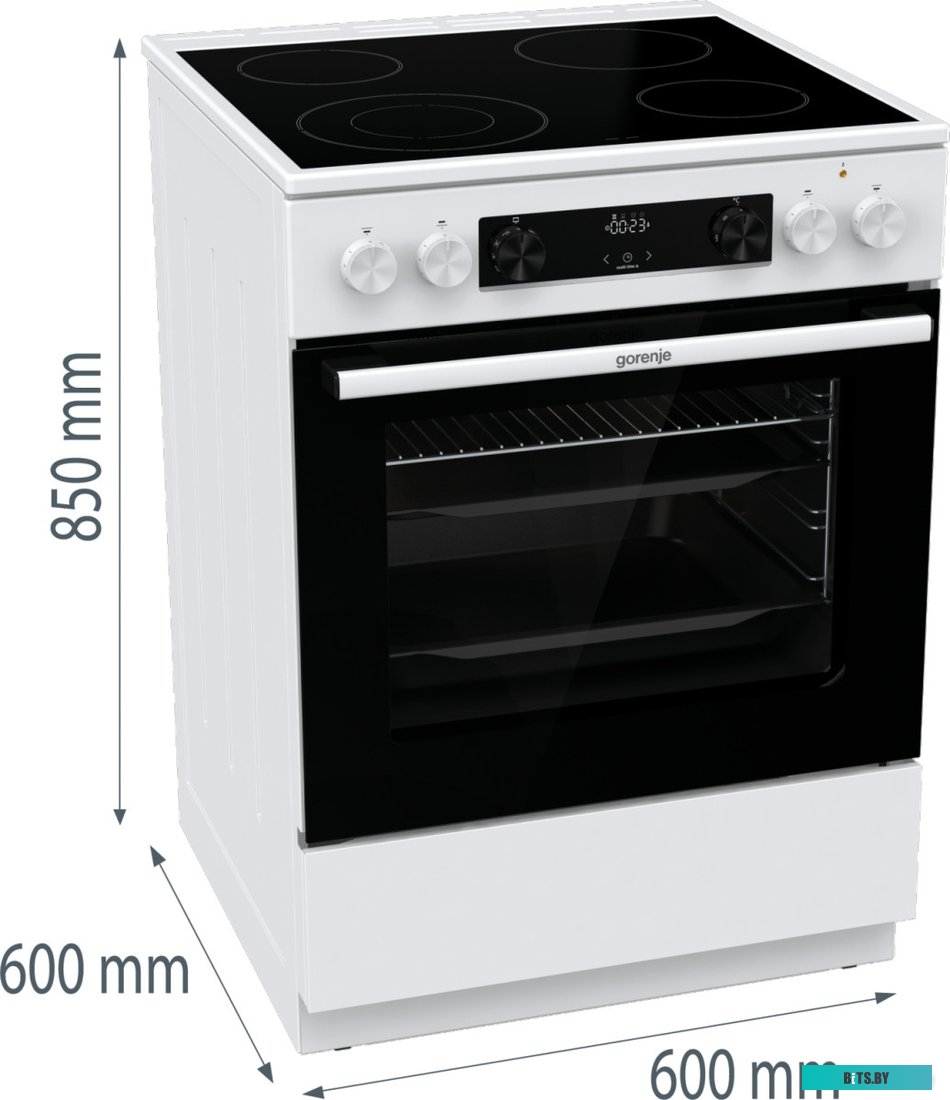 GECS6C70WC Электрическая плита Gorenje GECS6C70WC,  стеклокерамика,  без крышки,  белый/черный