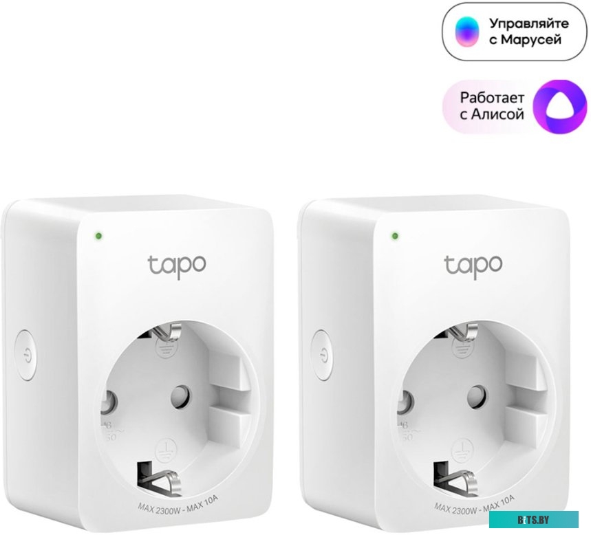 Умная розетка TP-Link Tapo P100(2-pack) EUBT Wi-Fi белый