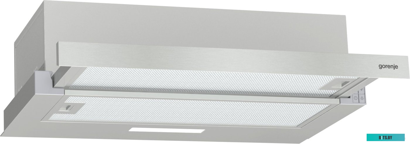 TH62E3X Вытяжки GORENJE/ Встраиваемая вытяжка, ширина 60 см, механическое управление, отвод и рециркуляция, 350 м3/ч, нержавеющая сталь