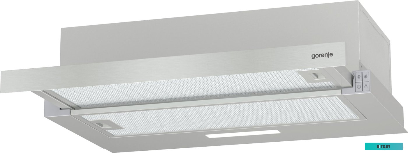 TH62E3X Вытяжки GORENJE/ Встраиваемая вытяжка, ширина 60 см, механическое управление, отвод и рециркуляция, 350 м3/ч, нержавеющая сталь