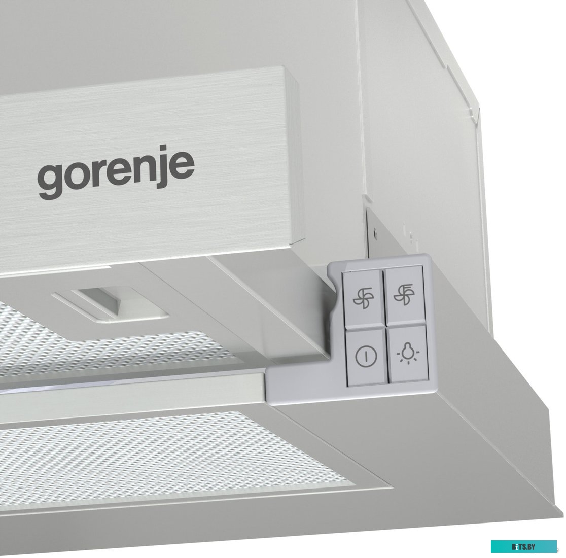 TH62E3X Вытяжки GORENJE/ Встраиваемая вытяжка, ширина 60 см, механическое управление, отвод и рециркуляция, 350 м3/ч, нержавеющая сталь