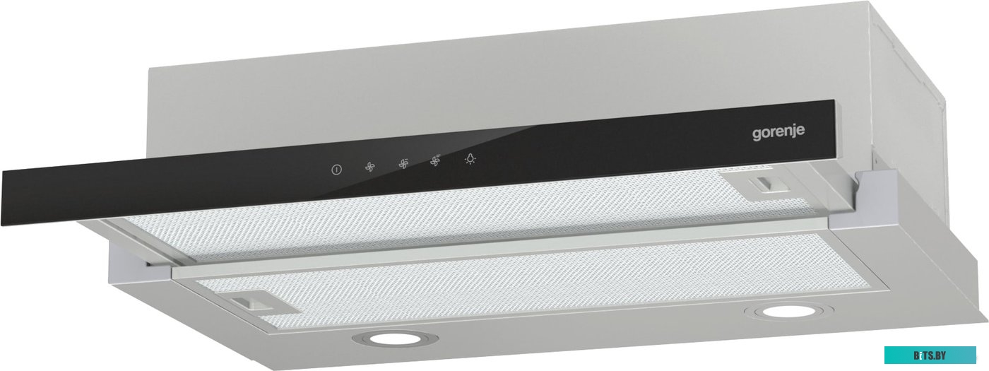 TH64E3SGB Вытяжки GORENJE/ TH64E3SGB, Встраиваемая вытяжка, ширина 60 см, сенсорное управление, отвод и рециркуляция, 350 м3/ч, черный цвет