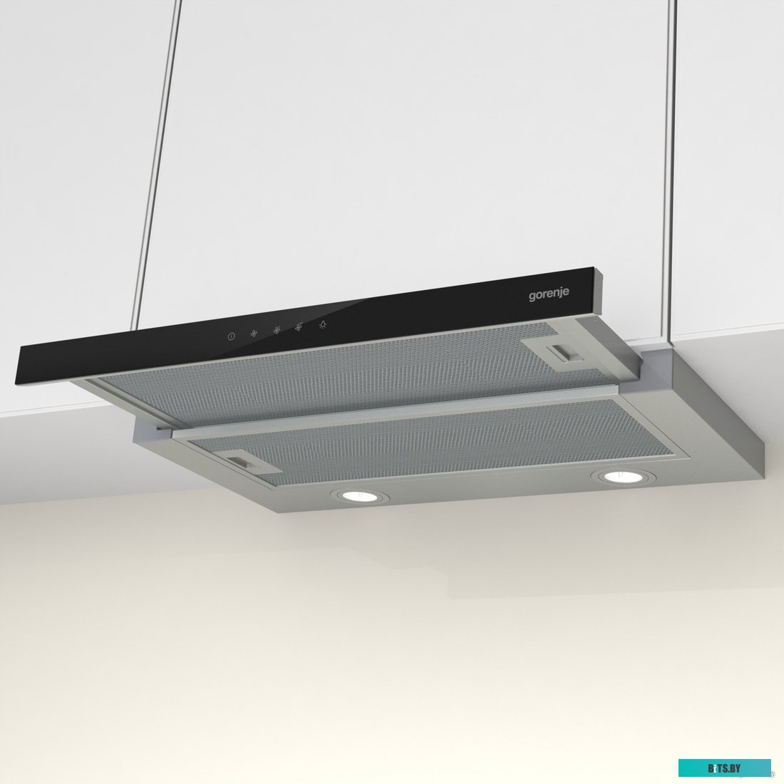 TH64E3SGB Вытяжки GORENJE/ TH64E3SGB, Встраиваемая вытяжка, ширина 60 см, сенсорное управление, отвод и рециркуляция, 350 м3/ч, черный цвет