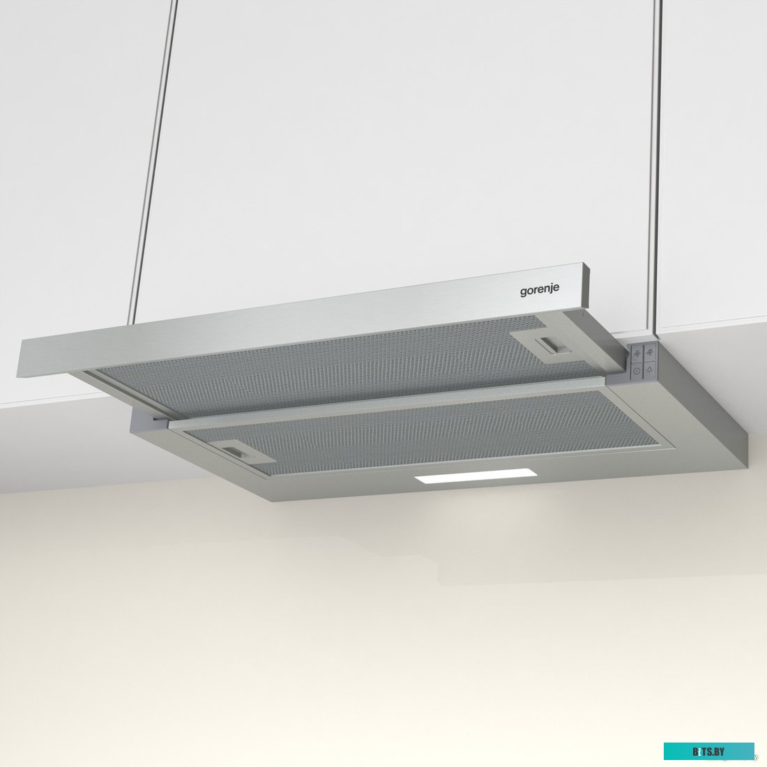 TH62E3X Вытяжки GORENJE/ Встраиваемая вытяжка, ширина 60 см, механическое управление, отвод и рециркуляция, 350 м3/ч, нержавеющая сталь