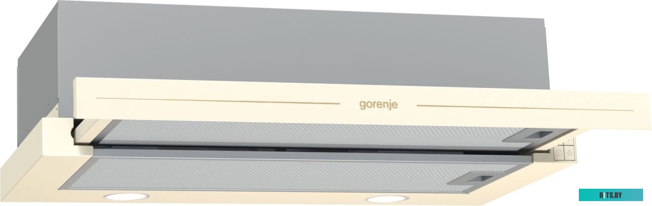 BHP62CLI Встраиваемые вытяжки GORENJE/ BHP62CLI, Встраиваемая телескопическая вытяжка, Цвет вытяжки/короба: Слоновая кость, Отвод 435 м3/ч, механическ