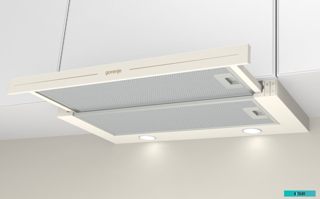 BHP62CLI Встраиваемые вытяжки GORENJE/ BHP62CLI, Встраиваемая телескопическая вытяжка, Цвет вытяжки/короба: Слоновая кость, Отвод 435 м3/ч, механическ
