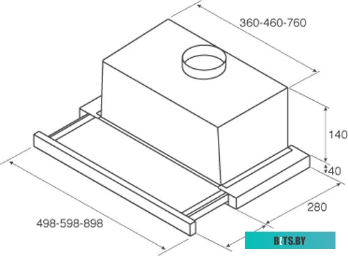 AURORA LX/WH/F/50-PRF0093764C Вытяжки JET AIR/ Встраиваемая, 50 см,  650м3, кнопочное управление, белая