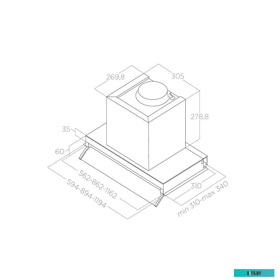 BOX IN PLUS IXGL/A/60-PRF0097795A Вытяжки ELICA/ Декоративный дизайн, 60 см, 1000 куб.м., механическое поворотное управление, нержавеющая сталь+белое 