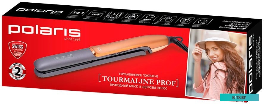 PHSS 2098TTI Выпрямитель для волос POLARIS PHSS 2098TTi Tourmaline PROF,  черный и розовое золото