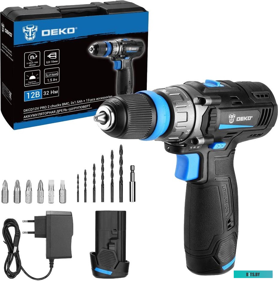 083-1004 Deko DKCD12V PRO 083-1004 (с 2-мя АКБ 1.5Ач, кейс)