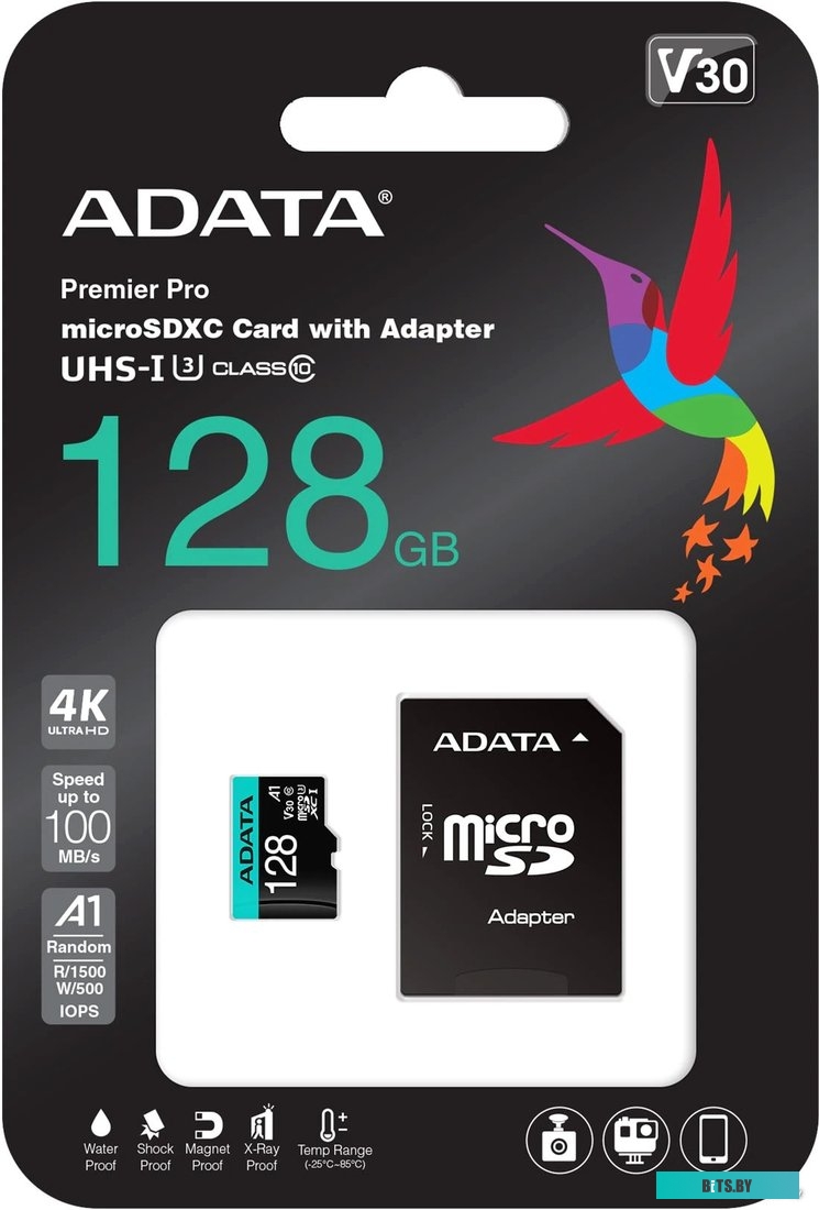 Карта памяти ADATA Premier Pro AUSDX128GUI3V30SA2-RA1 microSDXC 128GB (с адаптером)