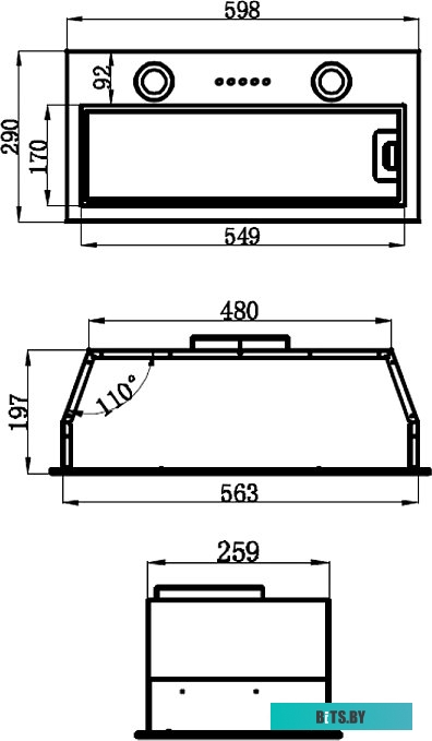 КА-00014209 Встраиваемая вытяжка MAUNFELD Thames 601PM, управление кнопочное, черный [ка-00014209]